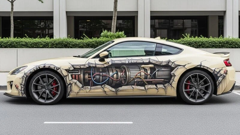 Optical Illusion car wrap